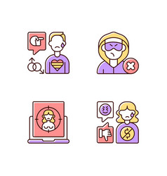 Cyber Bullying Rgb Color Icons Set