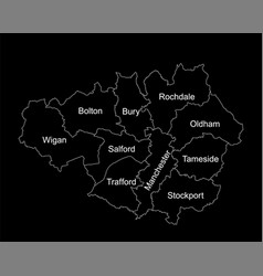 Greater Manchester Map Line Contour