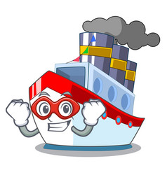 Super Hero Aerial In Cartoon Cargo Ship View