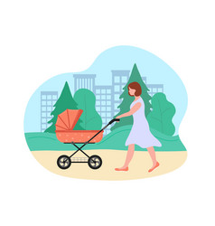 Walk With Baby Stroller In Summer