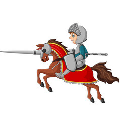 Cartoon Knight On Horseback With Lance And Shield