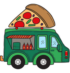 Hand Drawn Food Truck And Pizza