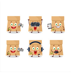 Recycle Paper Bag Character Are Playing Games