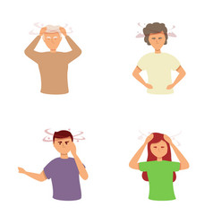 Brain Sick Icons Set Cartoon People