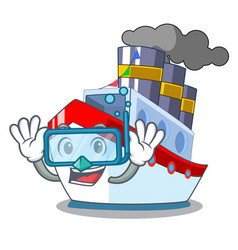 Diving Aerial In Cartoon Cargo Ship View