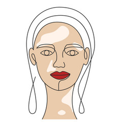 Face Of Fair-skinned Woman With Vitiligo Line Art