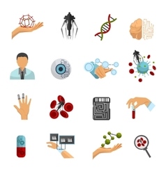 Nanotechnology icon flat set Royalty Free Vector Image