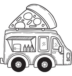 Hand Drawn Food Truck And Pizza