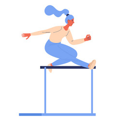 Woman Jumps While Hurdling Training Isolated