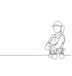 Continuous One Line Drawing Young Handy Woman