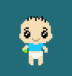 Cute Pixel Baby Boy Image Cross Stitch Pattern