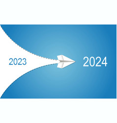 Paper Plane Flies From 2023 To 2024