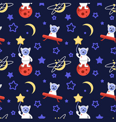 Cosmic Cat Astronaut In Space Pattern