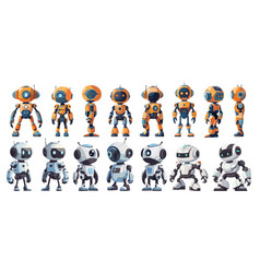 Cute Robot Cartoon Set Character From Different