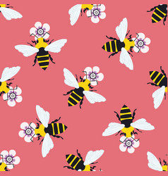 Honey Bee And Manuka Flower Seamless