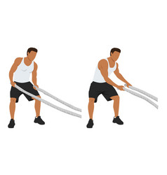 Man Doing Battle Rope Side To Side Swings Exercise