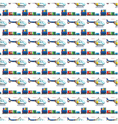 Retro Toy Trains And Aeroplane Seamless Pattern