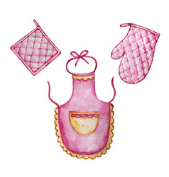 Watercolor Kitchen Apron And Potholder Set