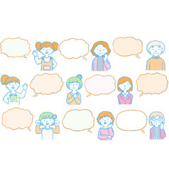 Women Various Ages With Speech Balloon Set