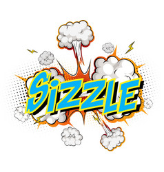 Word Sizzle On Comic Cloud Explosion Background