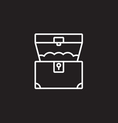 White Treasure Chest Line Icon