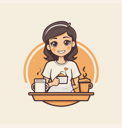 Girl Drinking Coffee Of A In Cafe