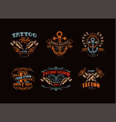 Tattoo Studio Logo With Anchor And Needle Machine