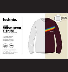 Technie Crewneck Longsleeve T-shirt Flat Template