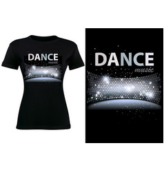 Black T-shirt Design With Disco Dance Theme