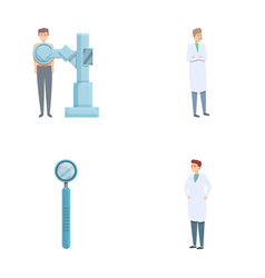 Clinic Visit Icons Set Cartoon Patient At