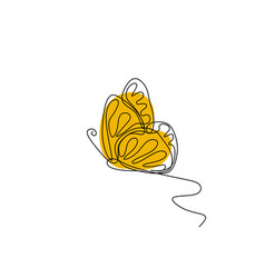 Continuous Line Drawing Butterfly With Color