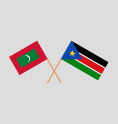 Crossed Flags Of Maldives And South Sudan