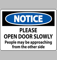 Notice Sign Please Open Door Slowly People May