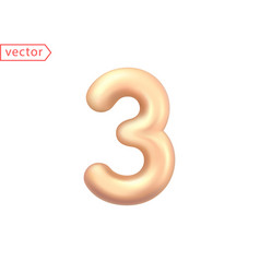 3d Golden Number 3 Arabic Number Three Sign