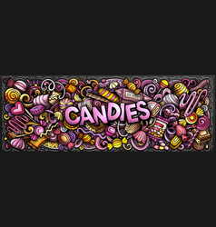 Candies Doodle Cartoon Funny Banner