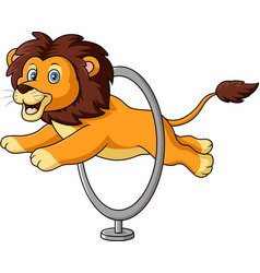 Cute Lion Jumping Through Ring