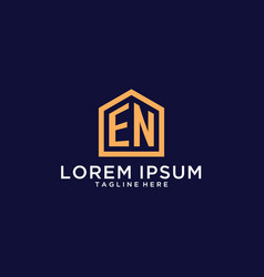 Initial En Logo With Abstract Home Shape Modern