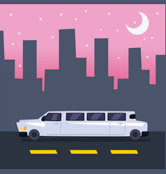 Limousine Car On Street At Night Design