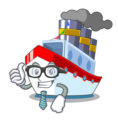 Businessman Aerial In Cartoon Cargo Ship View