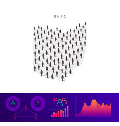 Ohio People Map Detailed Silhouette Mixed Crowd