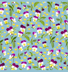 Seamless Pattern With Pansies And Buttercups