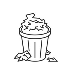 Full Trash Bin Icon In Line Style Image