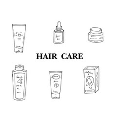 Hand Drawn Hair Care Doodle Set