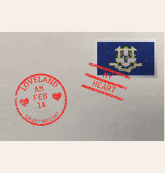 Postage Stamp Envelope With Connecticut Flag