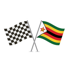 Checkered Racing And Zimbabwe Crossed Flags