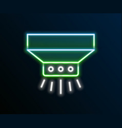 Glowing Neon Line Fire Sprinkler System Icon