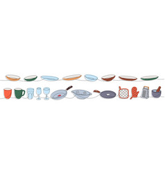 Kitchen Utensils One Line Colored Continuous