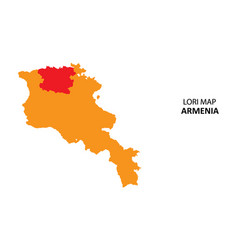 Lori State And Regions Map Highlighted On Armenia