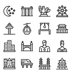 Singapore Culture Linear Icons Set