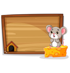 Cute Rat Sitting On Cheese Wooden Board Banner